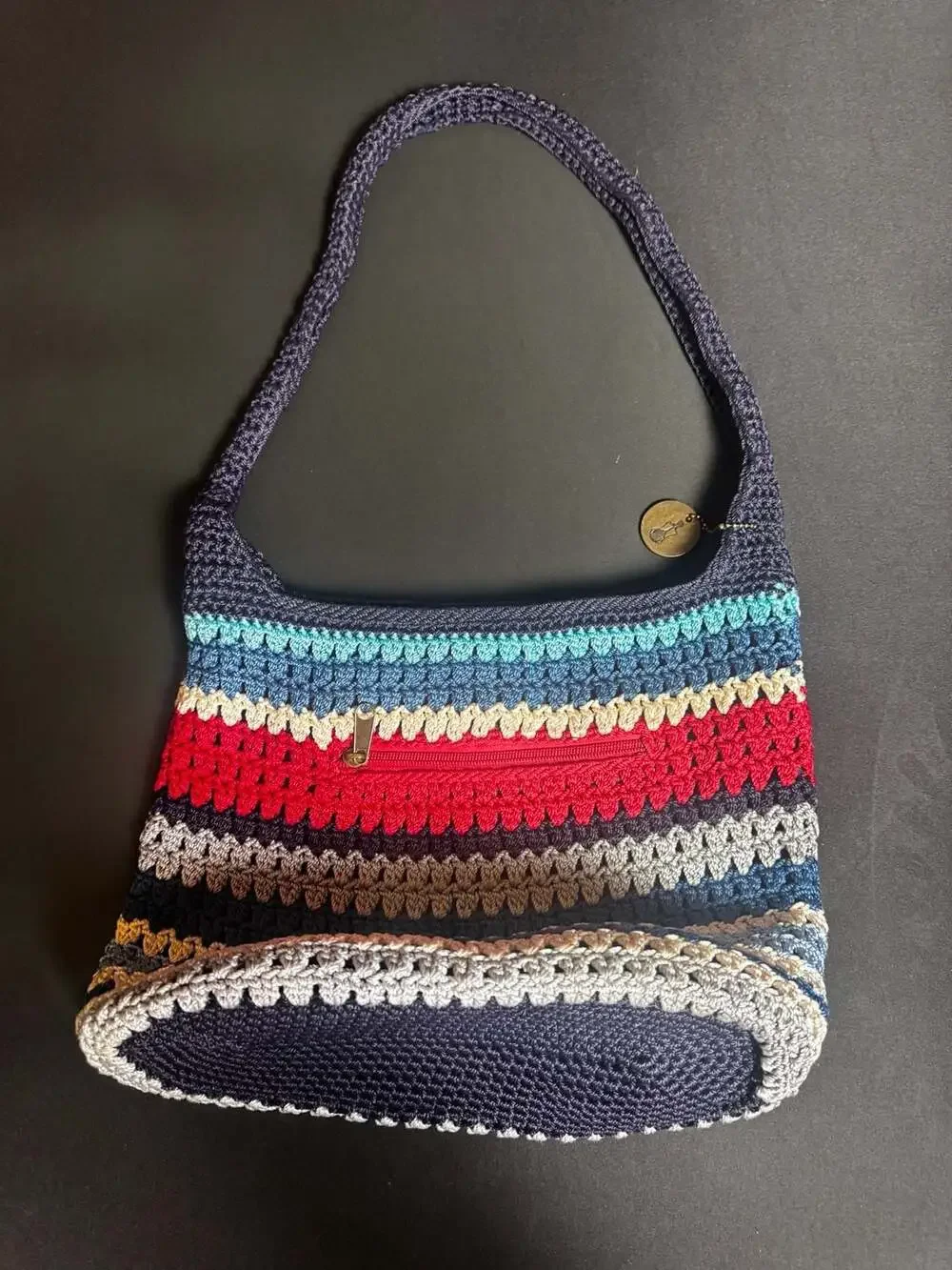 The Sak Originals Multi-Color Stripe Crochet Hobo Shoulder Bag